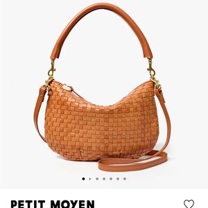 Petit Moyen Tan Woven Shoulder Bag